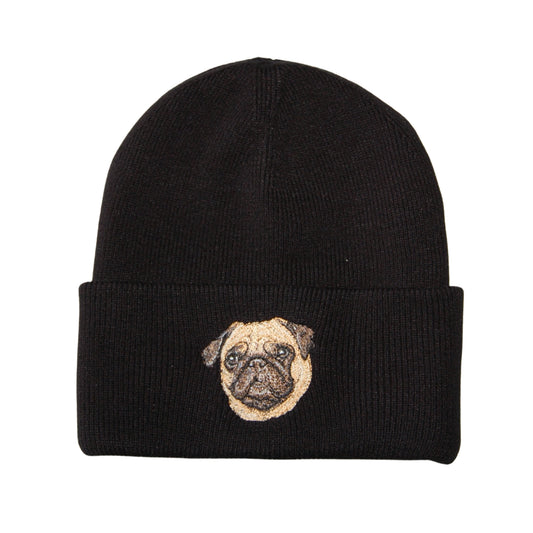 Pug Embroidered Soft Beanie