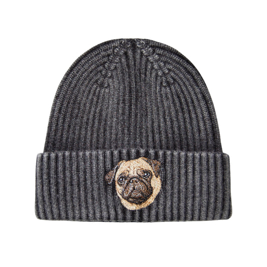 Pug Embroidered Vintage Beanie